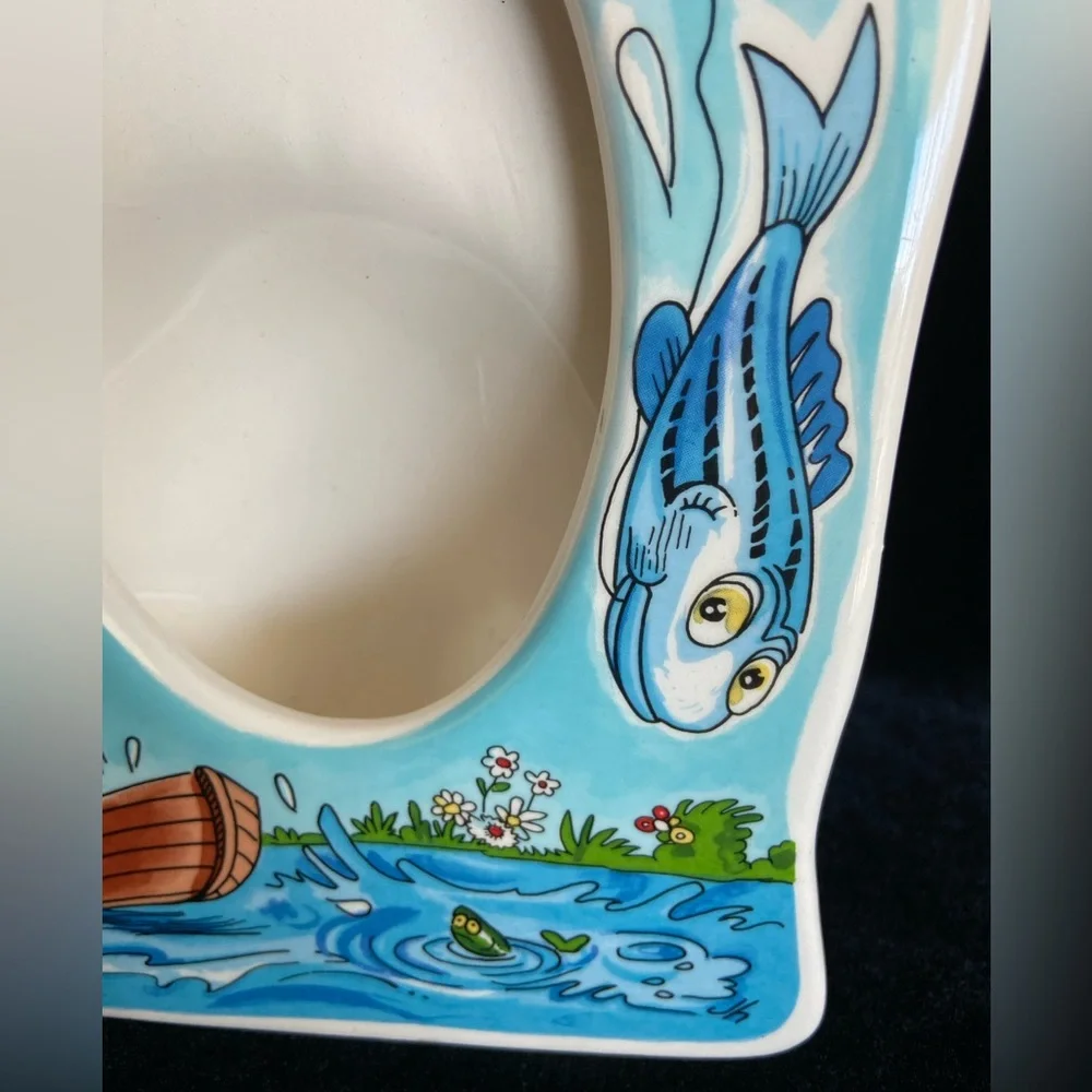 “The Catch Of The Year” Fishing Themed Ceramic Blue Frame Made By Russ 7 x 5.5